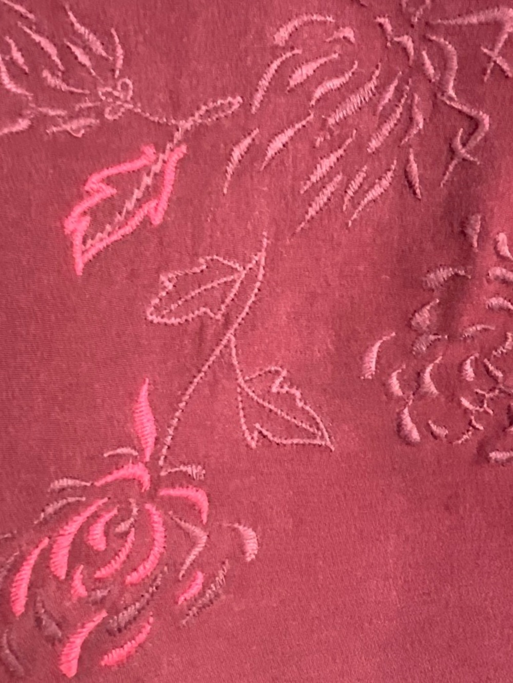 Rena Rowan 100% Silk Embroidered Shell Top Burgundy Sleeveless Blouse Size 12 - Picture 2 of 6